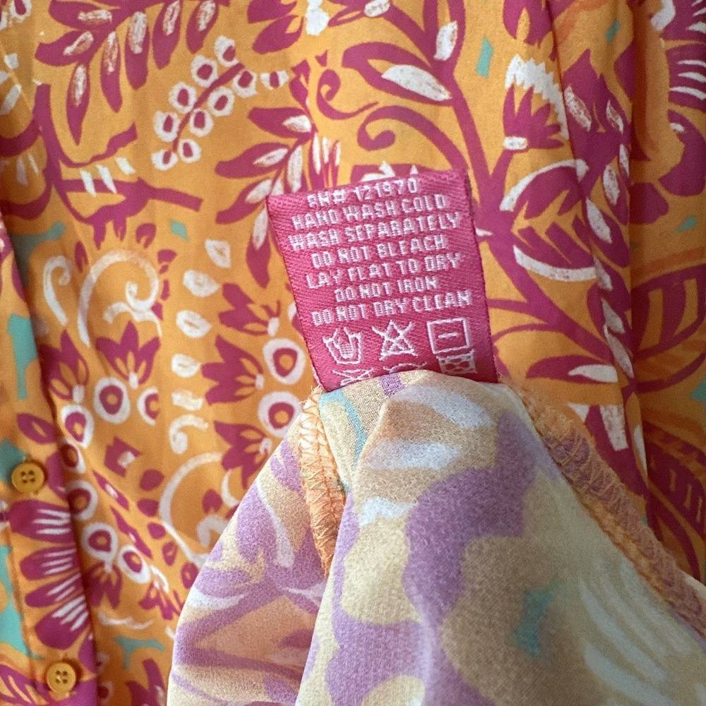 Flying Tomato I'll always Remember You Woven Oversized Top Pink/Orange Floral LG - Picture 6 of 12